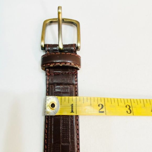 Mens Belt Xl Waist Brown Textured Pattern Genuine Leather - Picture 10 of 11
